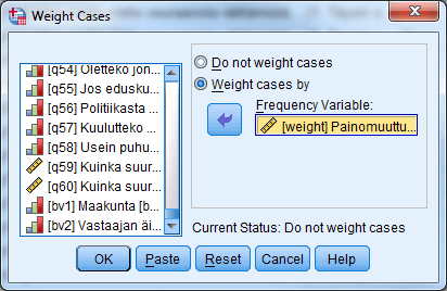 Weight Cases - painokerroinmuuttuja