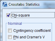 Crosstabs: Statistics-ikkuna
